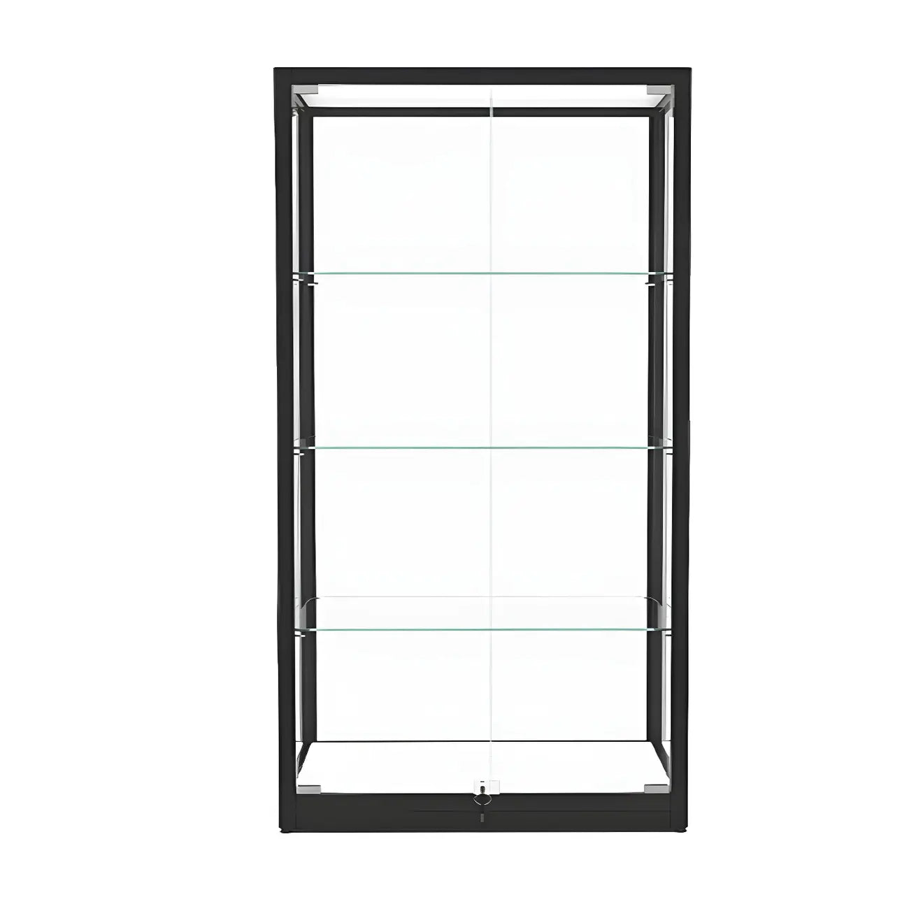Vitrine moderne en verre noir avec étagères réglables