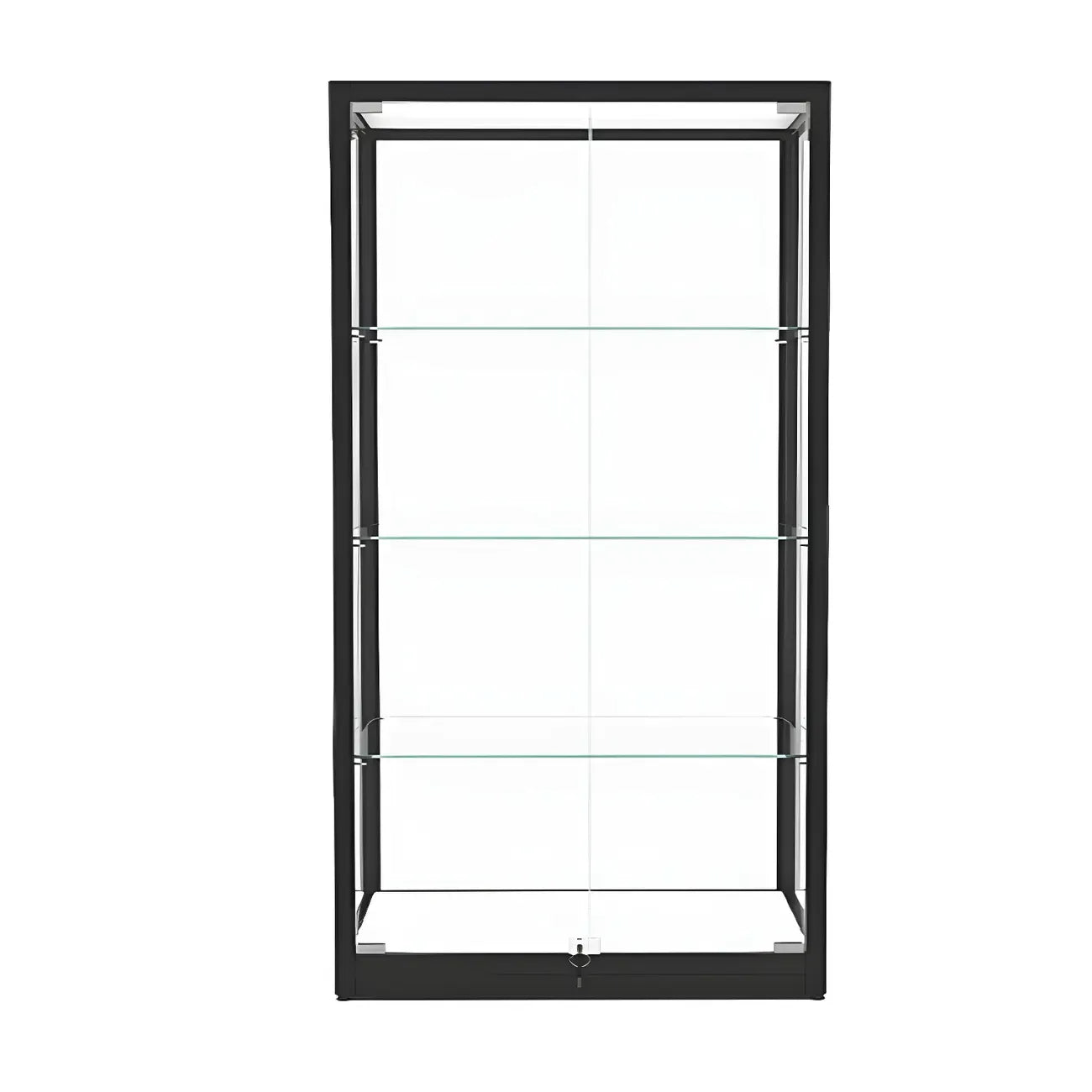 Vitrine moderne en verre noir avec étagères réglables