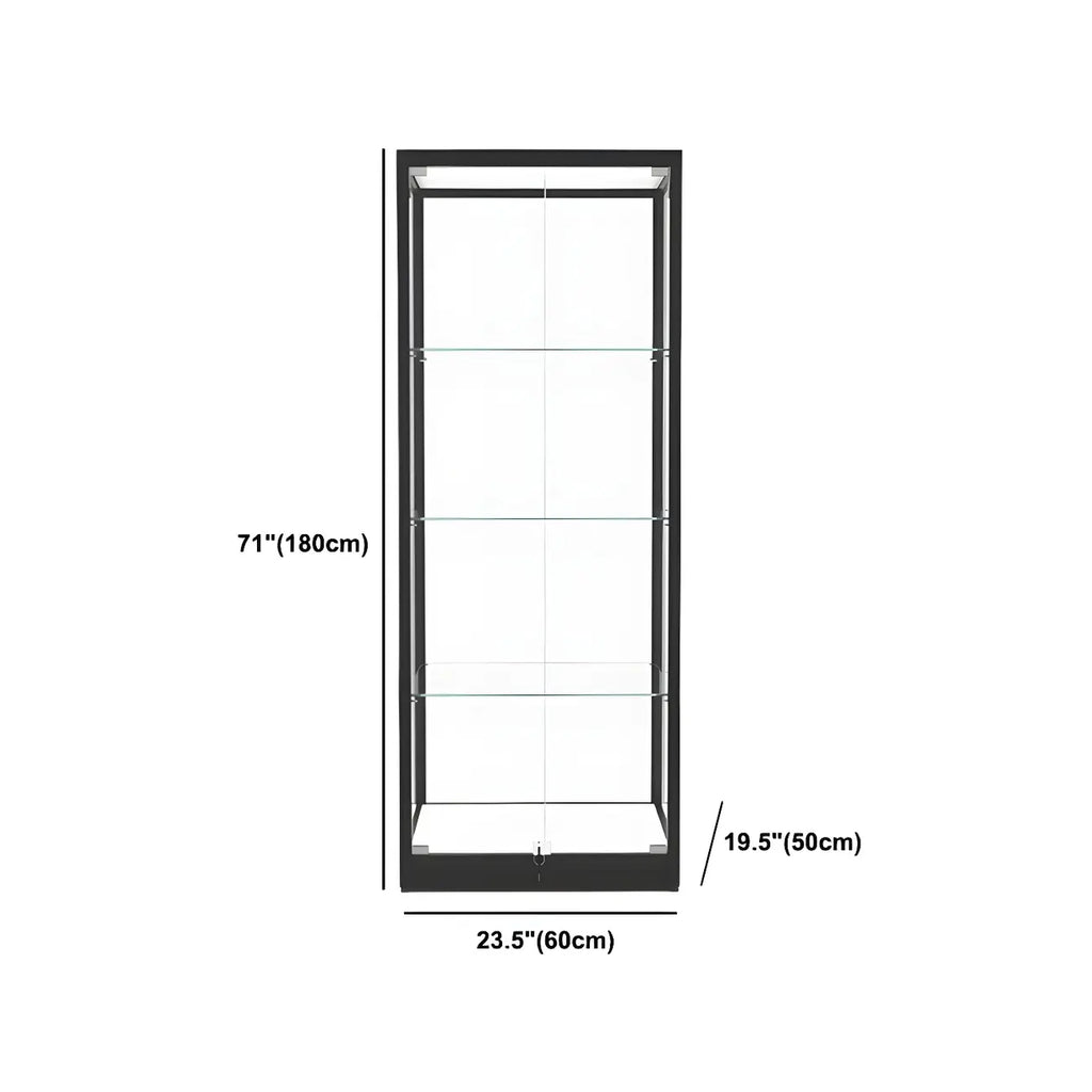 Vitrine moderne en verre noir avec étagères réglables