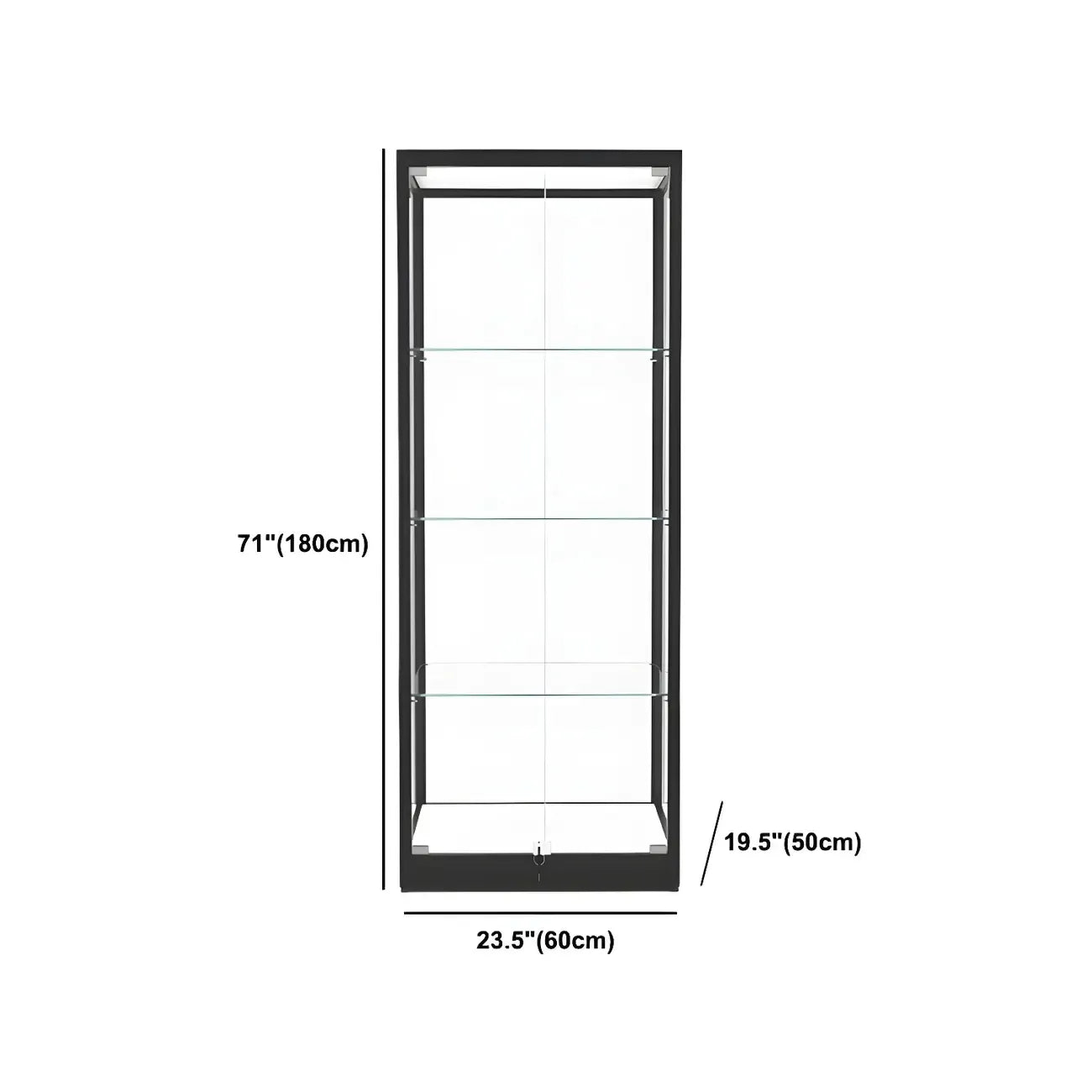 Vitrine moderne en verre noir avec étagères réglables