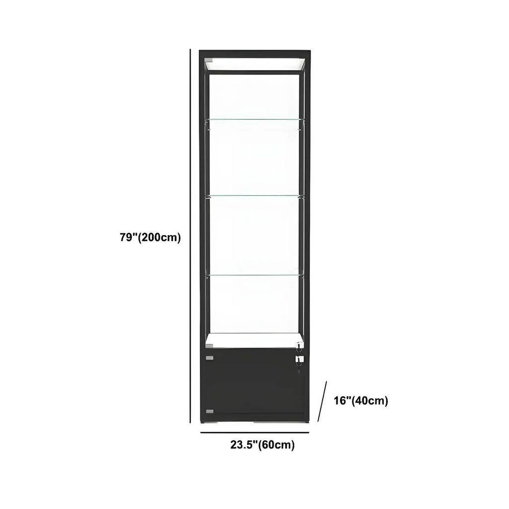 Vitrine moderne en verre noir avec étagères réglables
