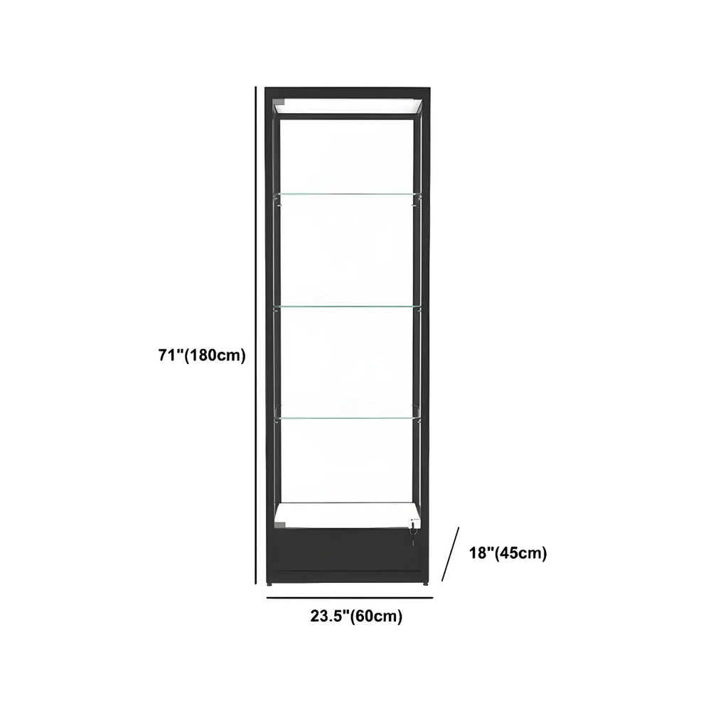 Vitrine moderne en verre noir avec étagères réglables