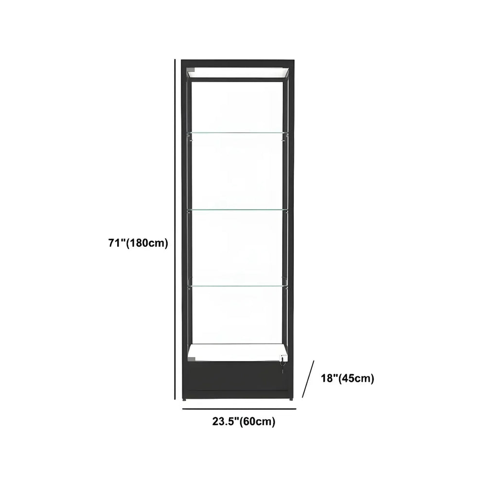 Vitrine moderne en verre noir avec étagères réglables