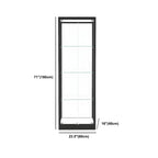 Vitrine moderne en verre noir avec étagères réglables