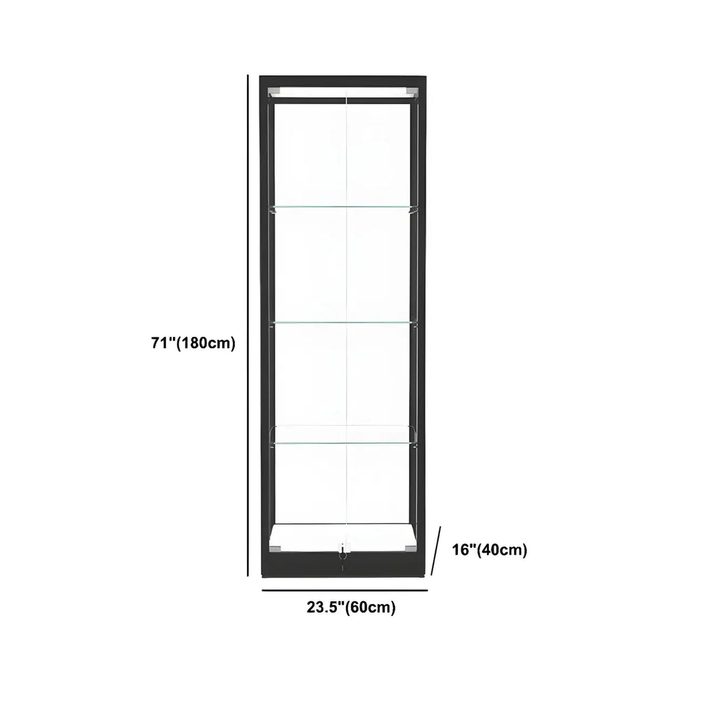 Vitrine moderne en verre noir avec étagères réglables