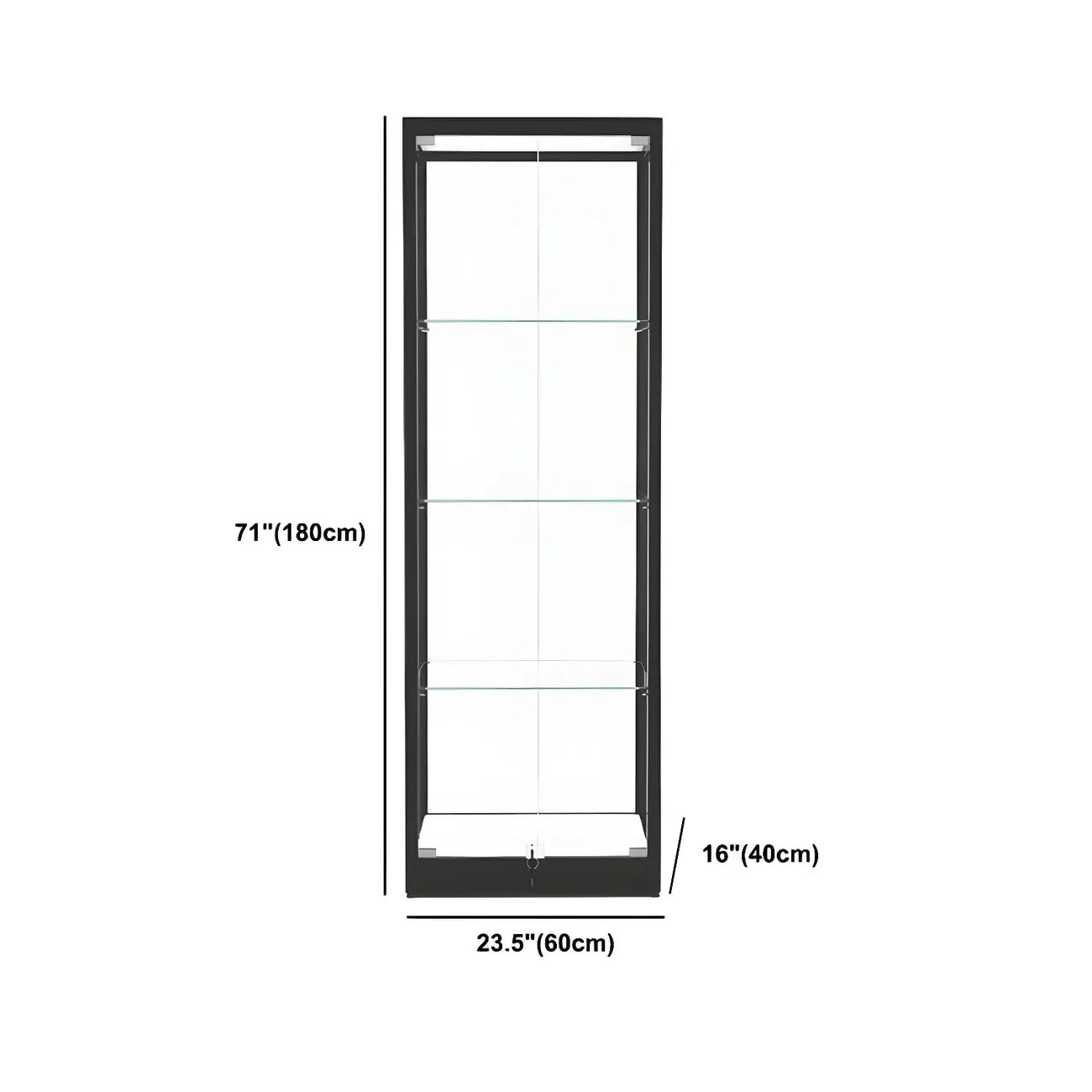 Vitrine moderne en verre noir avec étagères réglables