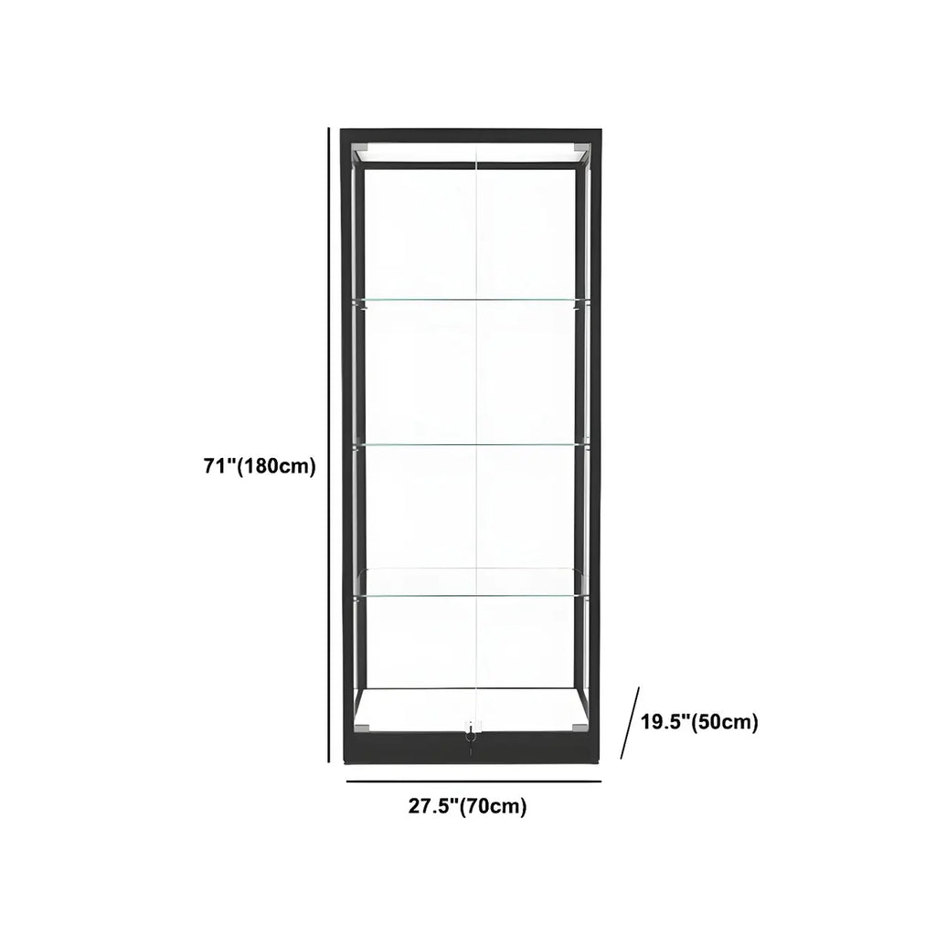 Vitrine moderne en verre noir avec étagères réglables