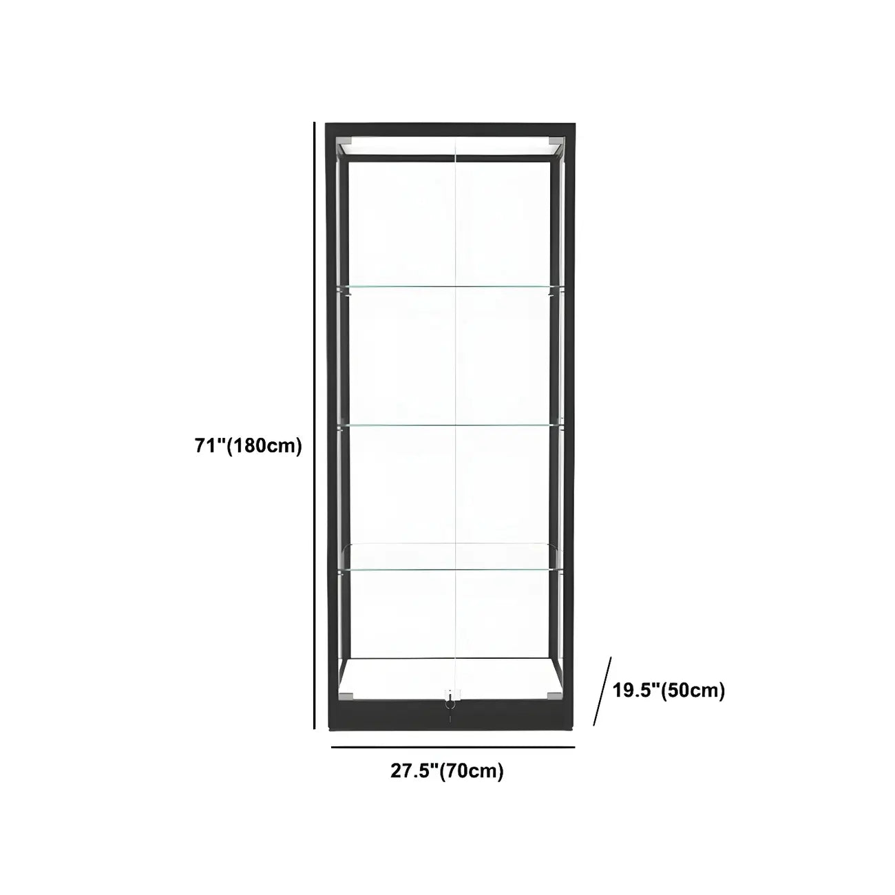 Vitrine moderne en verre noir avec étagères réglables
