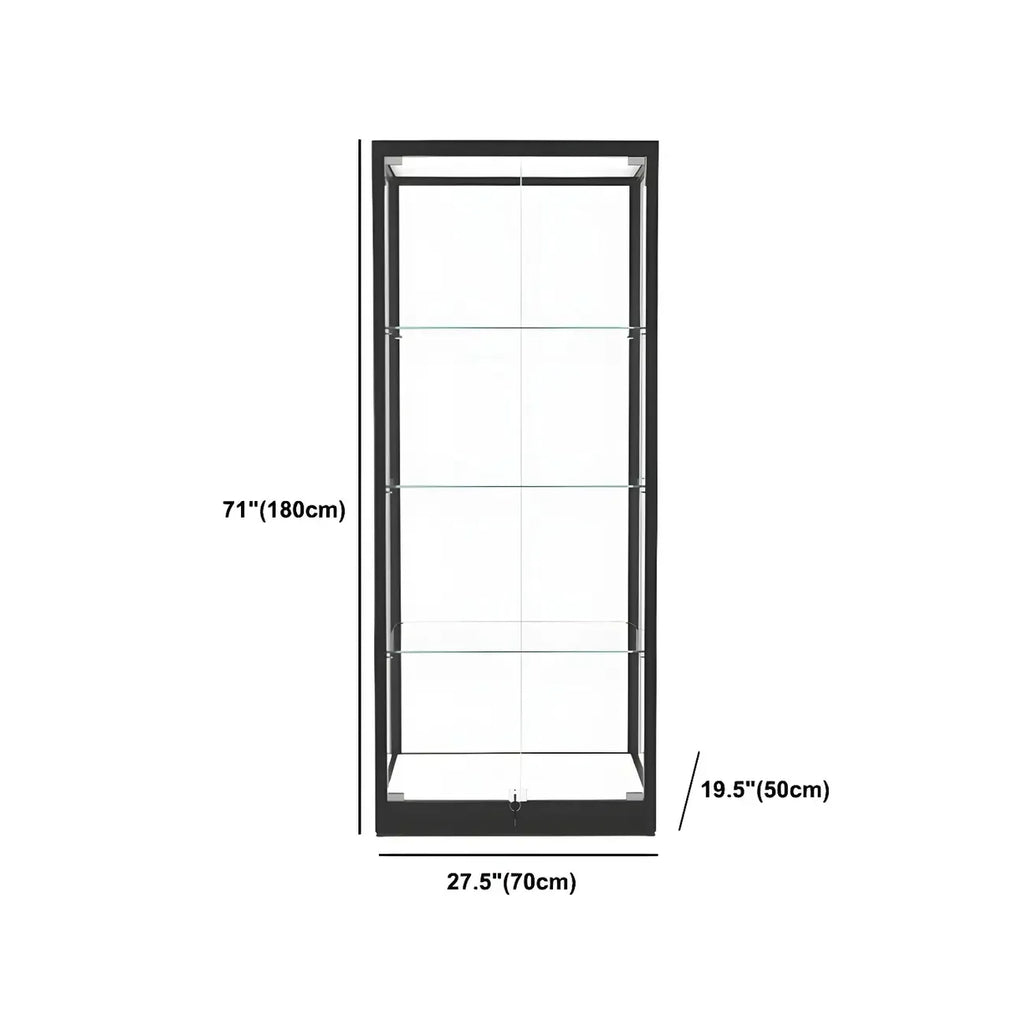 Vitrine moderne en verre noir avec étagères réglables