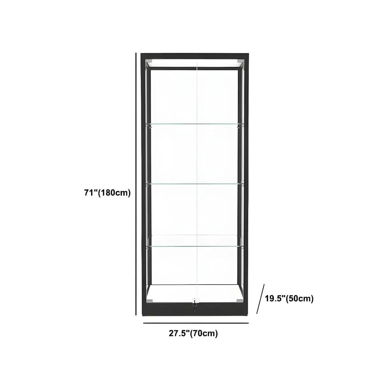 Vitrine moderne en verre noir avec étagères réglables