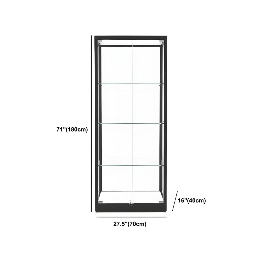 Vitrine moderne en verre noir avec étagères réglables