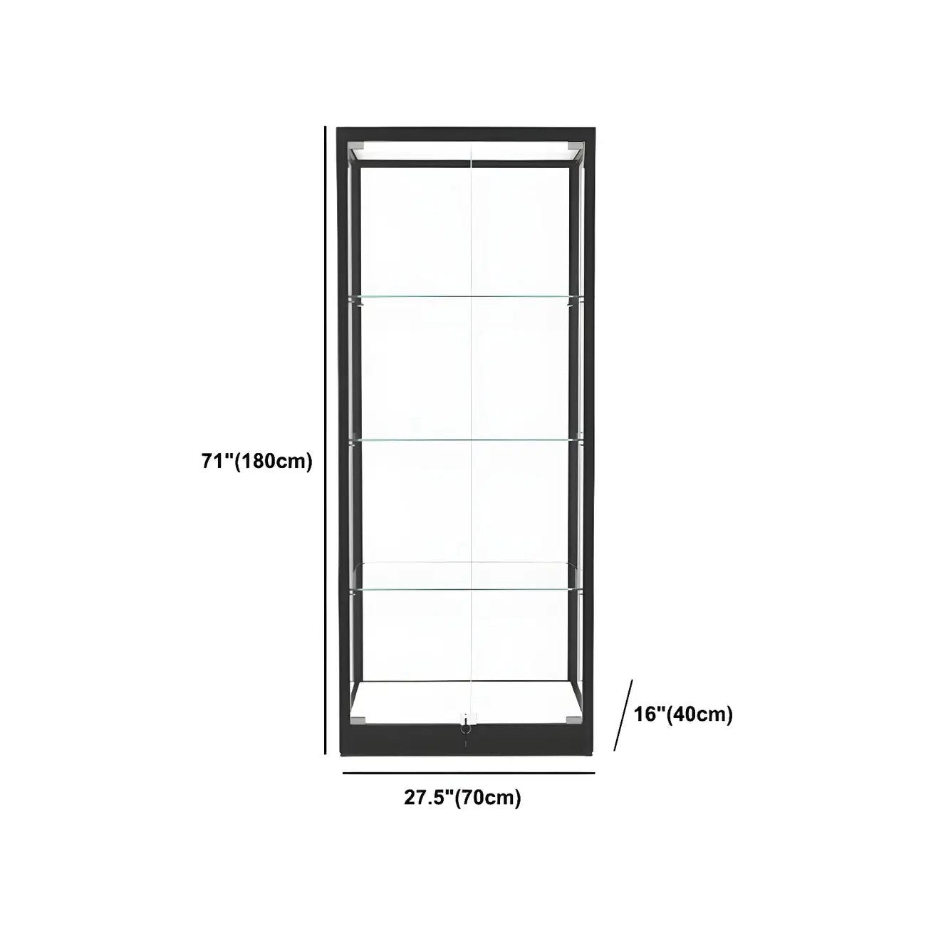 Vitrine moderne en verre noir avec étagères réglables