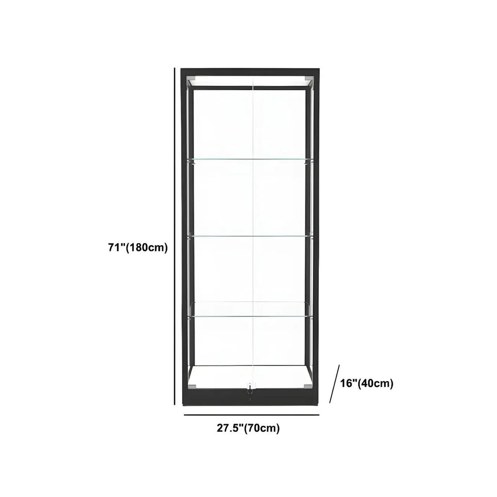 Vitrine moderne en verre noir avec étagères réglables