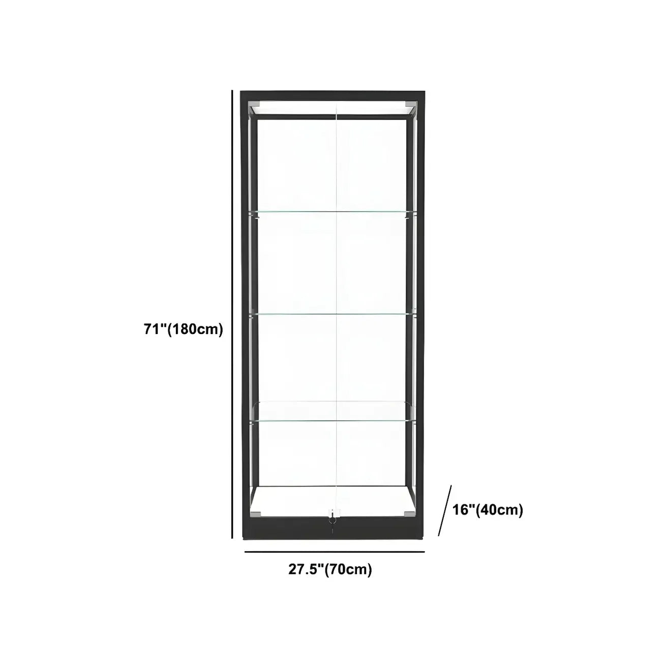 Vitrine moderne en verre noir avec étagères réglables