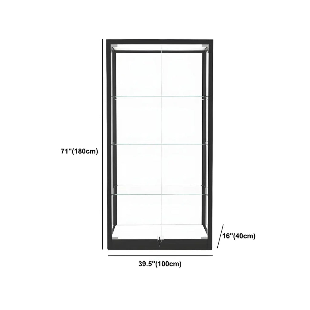 Vitrine moderne en verre noir avec étagères réglables