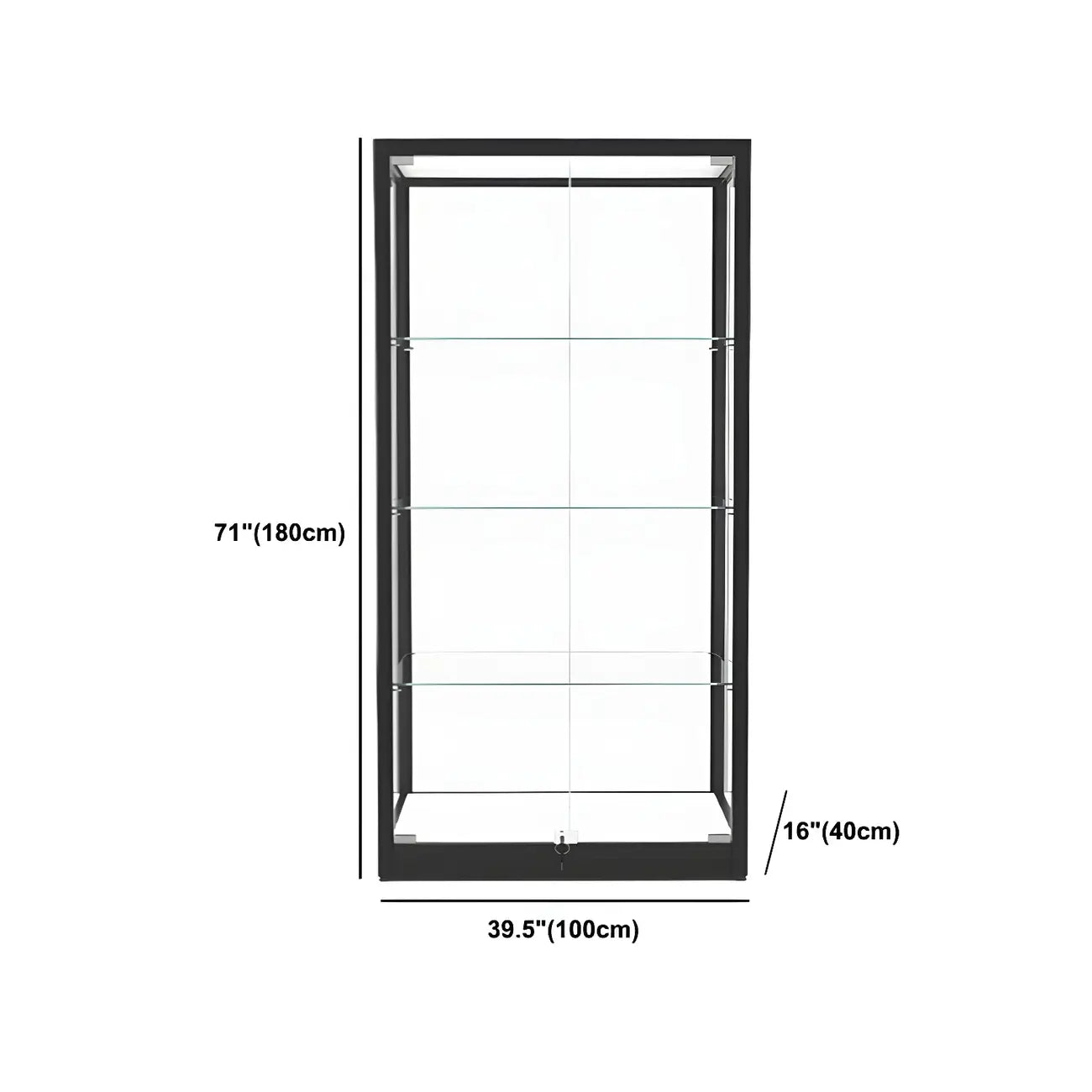 Vitrine moderne en verre noir avec étagères réglables