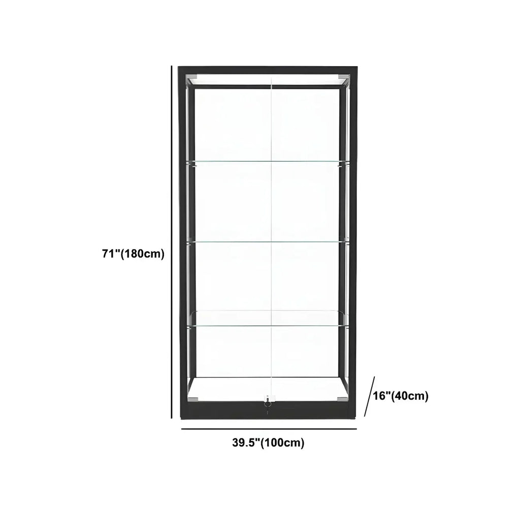 Vitrine moderne en verre noir avec étagères réglables