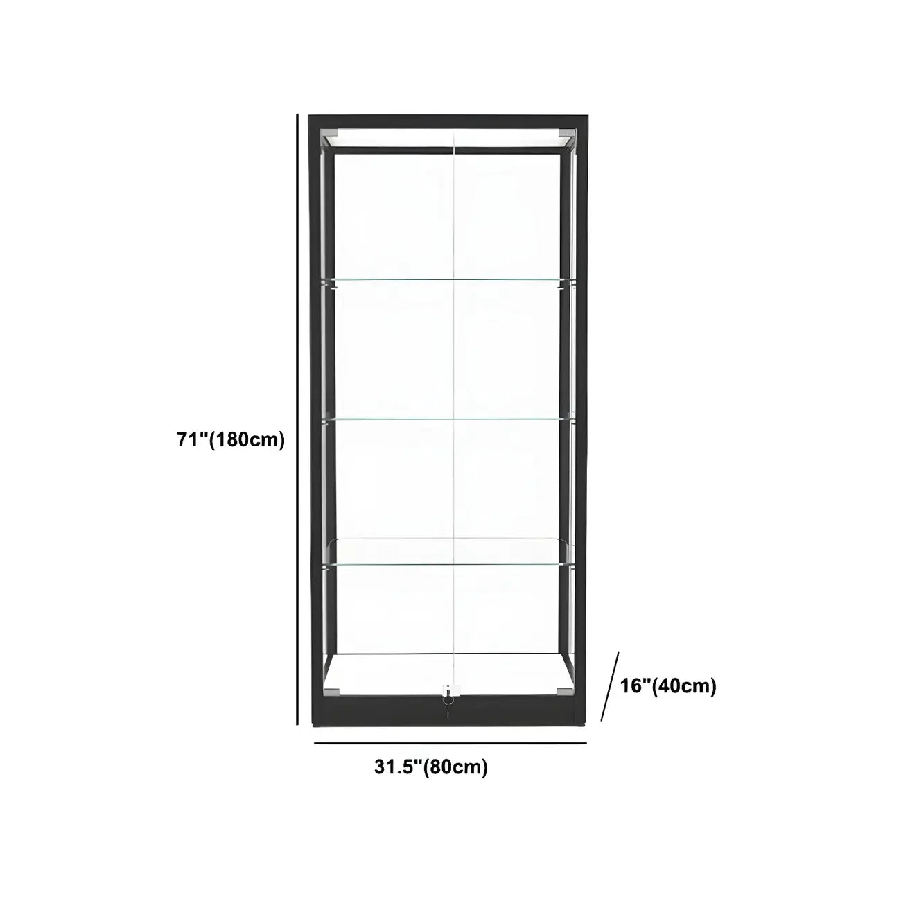 Vitrine moderne en verre noir avec étagères réglables