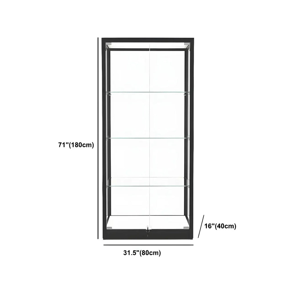 Vitrine moderne en verre noir avec étagères réglables
