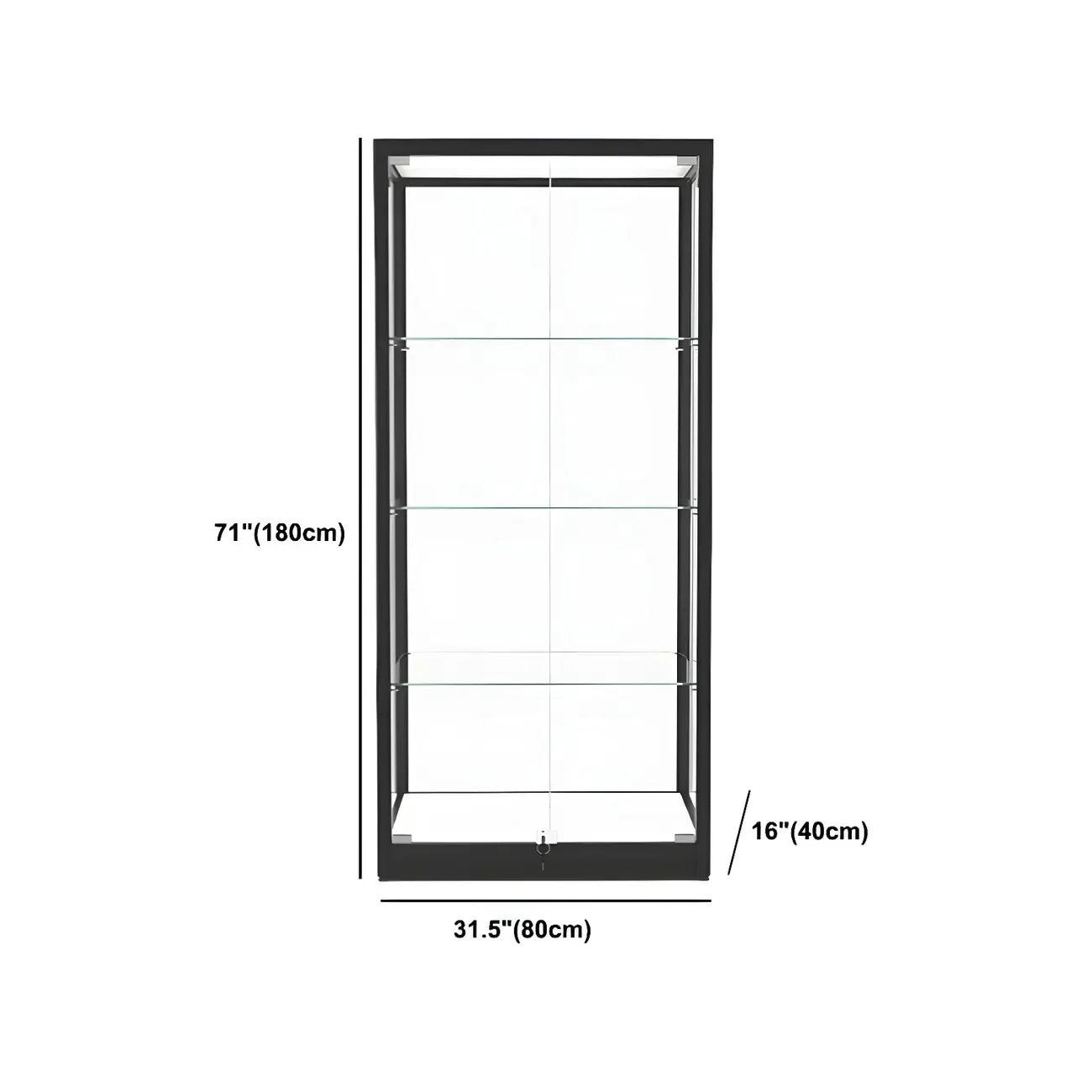 Vitrine moderne en verre noir avec étagères réglables