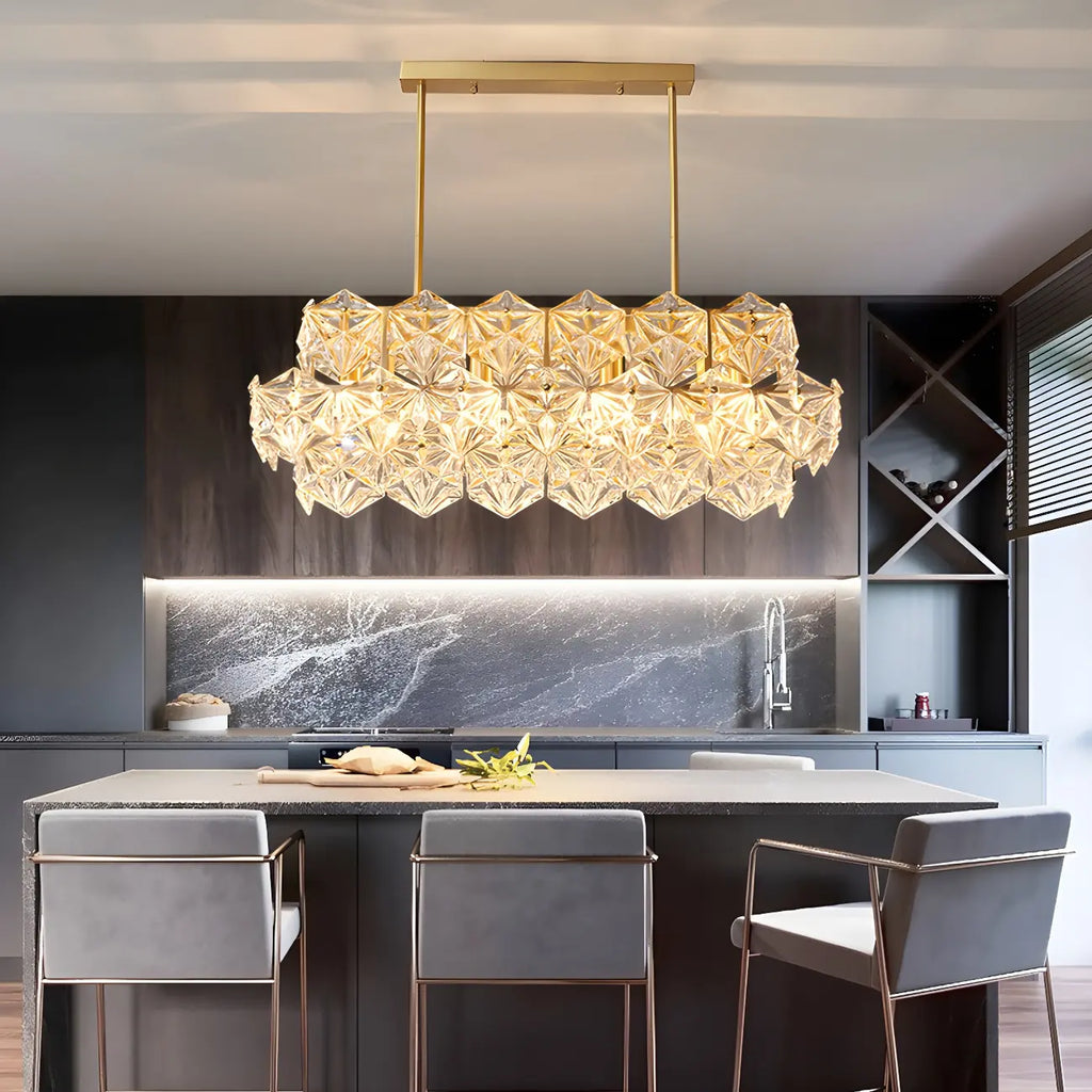 Suspension élégante en cristal doré pour la cuisine