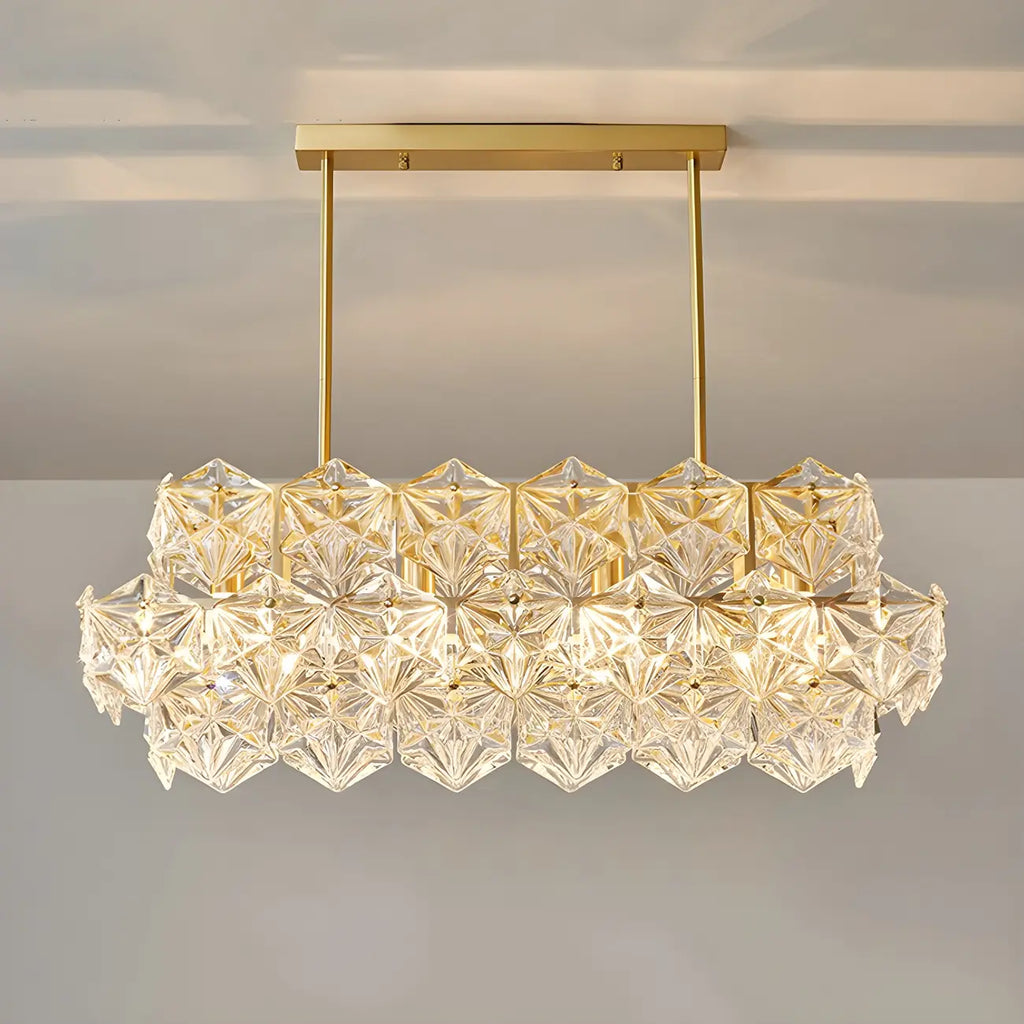 Suspension élégante en cristal doré pour la cuisine