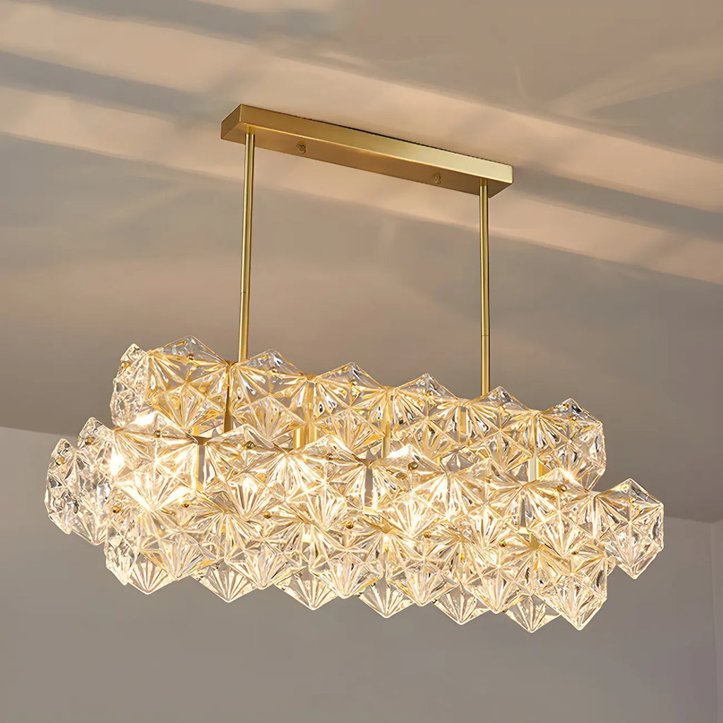 Suspension élégante en cristal doré pour la cuisine