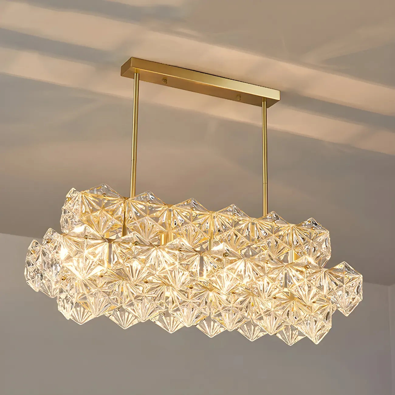 Suspension élégante en cristal doré pour la cuisine
