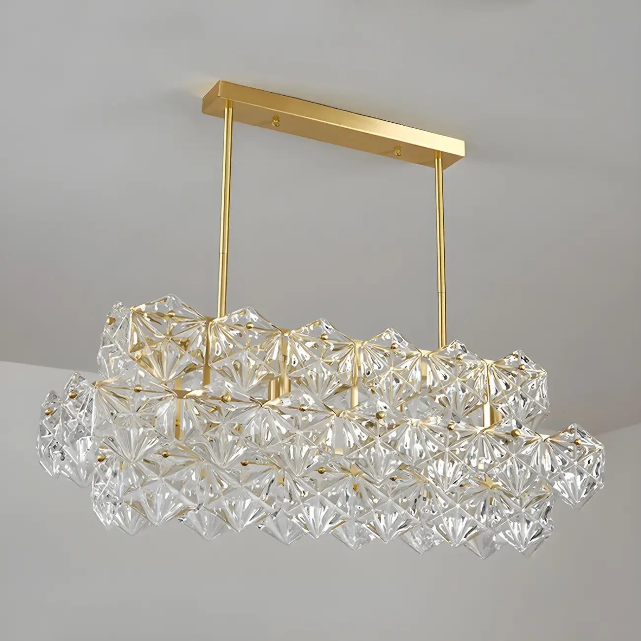Suspension élégante en cristal doré pour la cuisine