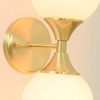 Applique murale moderne dorée à double globe en verre pour salle de bain