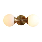 Applique murale moderne dorée à double globe en verre pour salle de bain