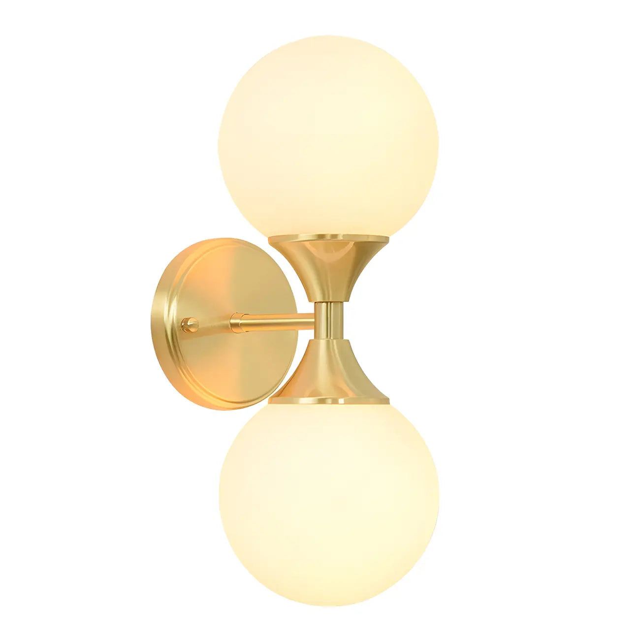 Applique murale moderne dorée à double globe en verre pour salle de bain