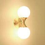 Applique murale moderne dorée à double globe en verre pour salle de bain
