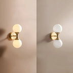 Applique murale moderne dorée à double globe en verre pour salle de bain
