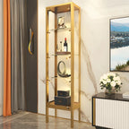 Vitrine avec étagère en verre transparent et cadre en métal noir