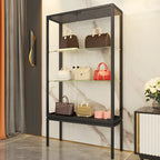 Vitrine avec étagère en verre transparent et cadre en métal noir