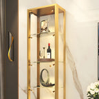 Vitrine avec étagère en verre transparent et cadre en métal noir
