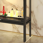 Vitrine avec étagère en verre transparent et cadre en métal noir