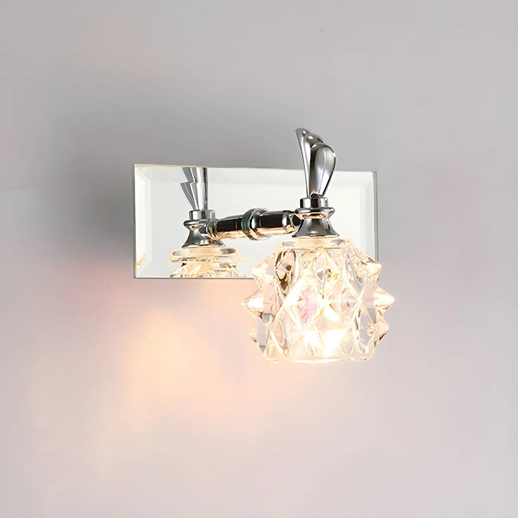 Applique murale classique chromée avec abat-jour en verre et miroir réglable pour salle de bain