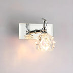 Applique murale classique chromée avec abat-jour en verre et miroir réglable pour salle de bain