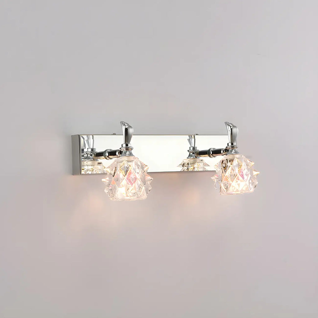 Applique murale classique chromée avec abat-jour en verre et miroir réglable pour salle de bain