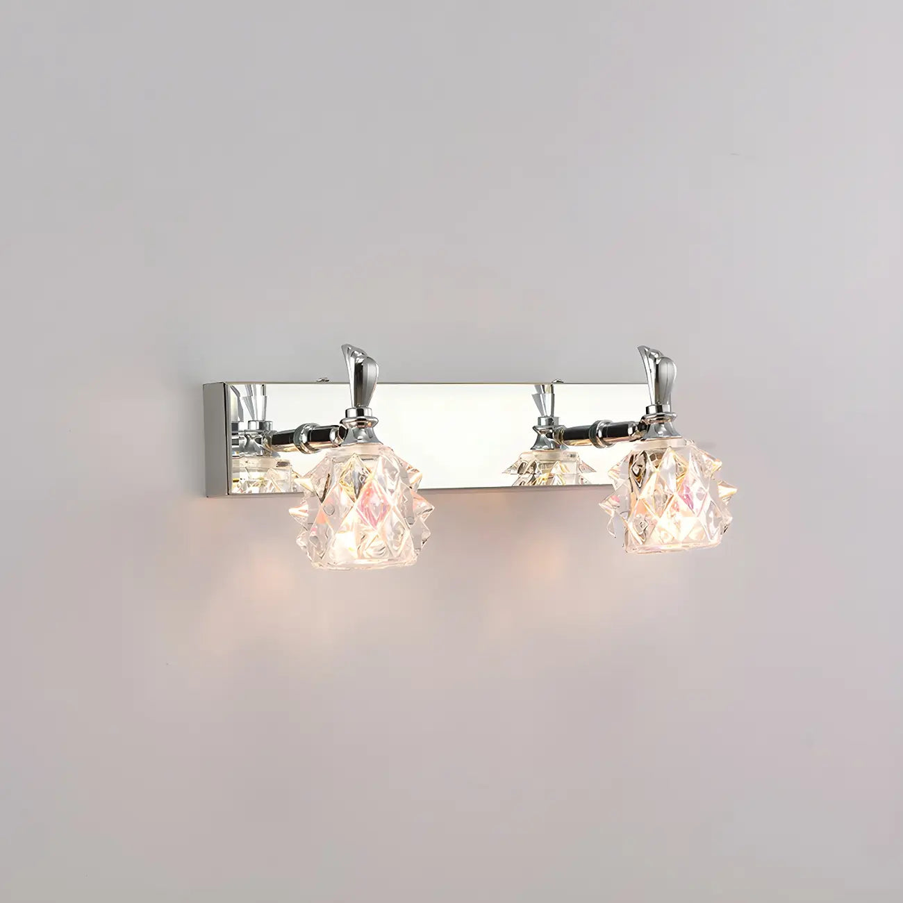 Applique murale classique chromée avec abat-jour en verre et miroir réglable pour salle de bain