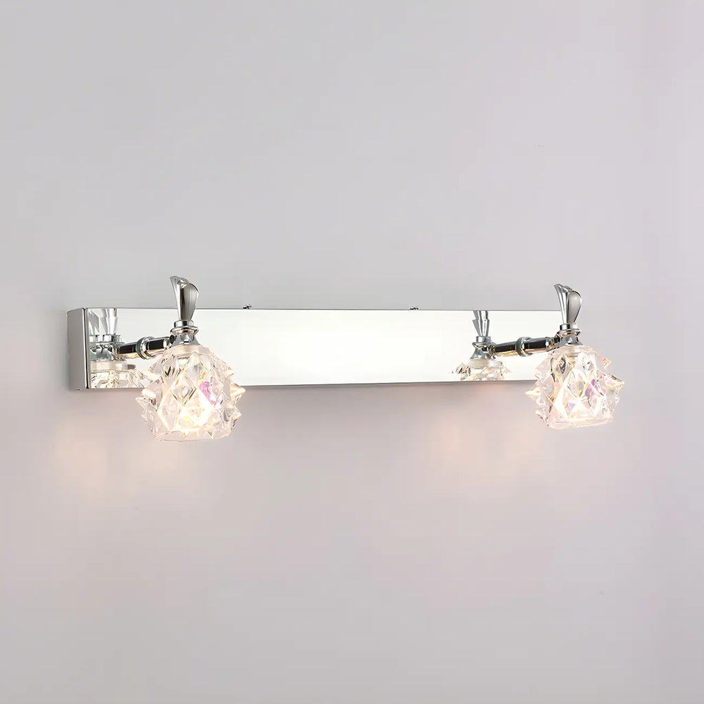 Applique murale classique chromée avec abat-jour en verre et miroir réglable pour salle de bain