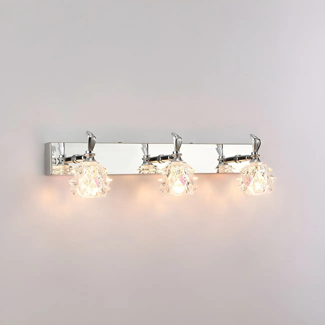 Applique murale classique chromée avec abat-jour en verre et miroir réglable pour salle de bain