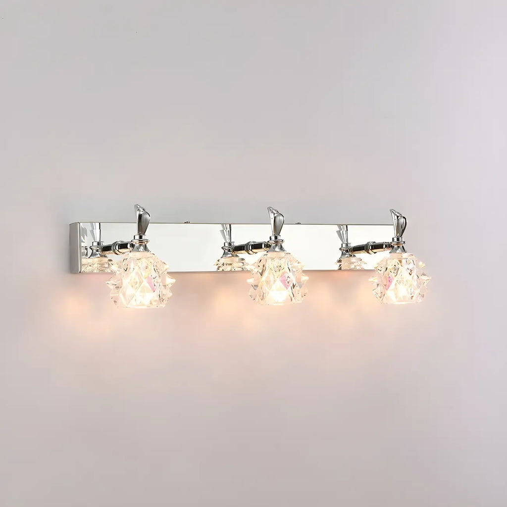 Applique murale classique chromée avec abat-jour en verre et miroir réglable pour salle de bain