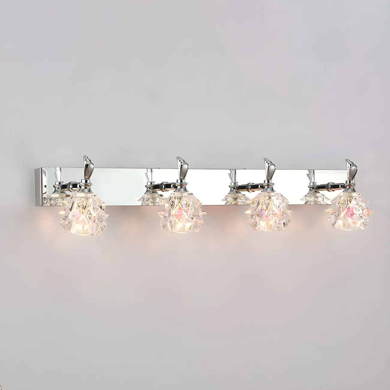 Applique murale classique chromée avec abat-jour en verre et miroir réglable pour salle de bain