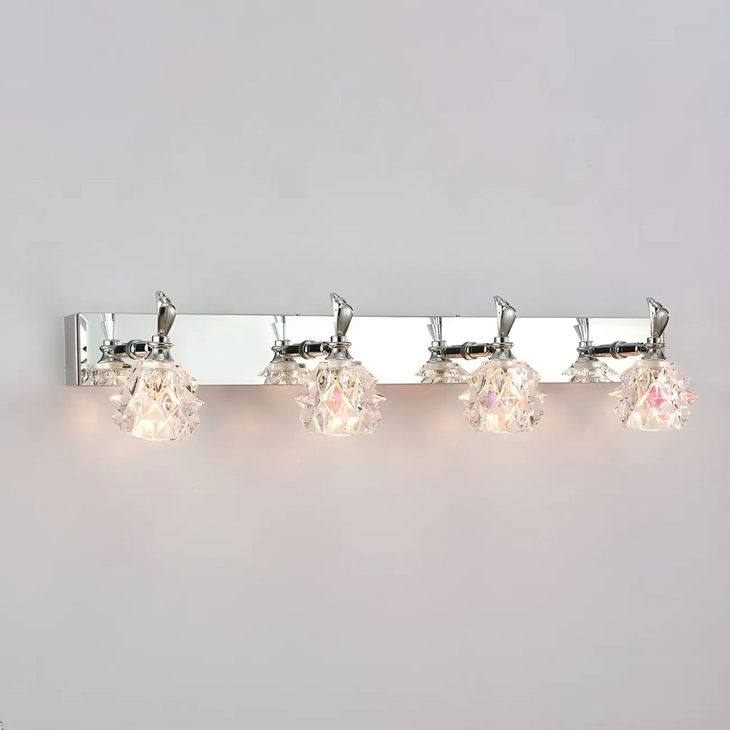Applique murale classique chromée avec abat-jour en verre et miroir réglable pour salle de bain