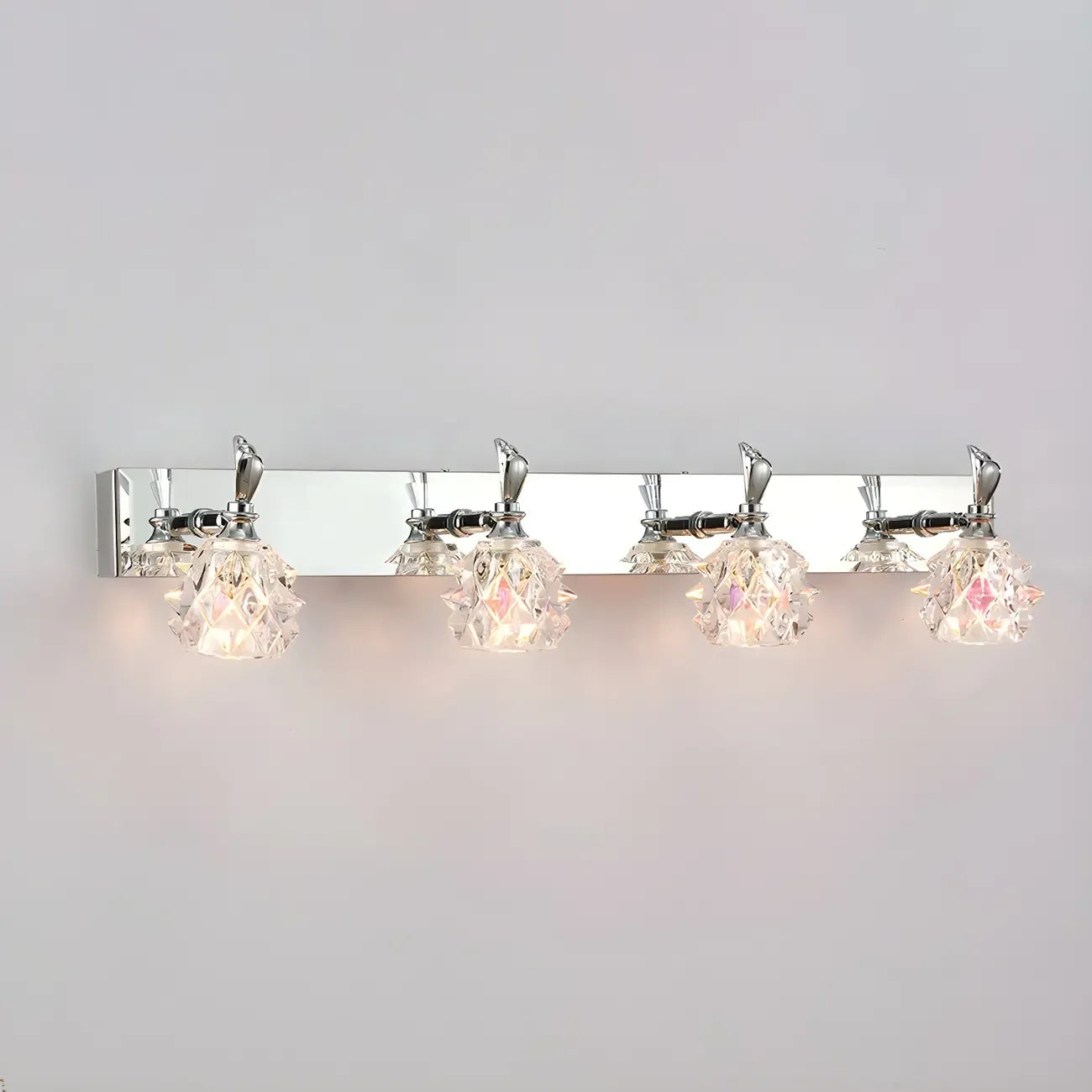 Applique murale classique chromée avec abat-jour en verre et miroir réglable pour salle de bain