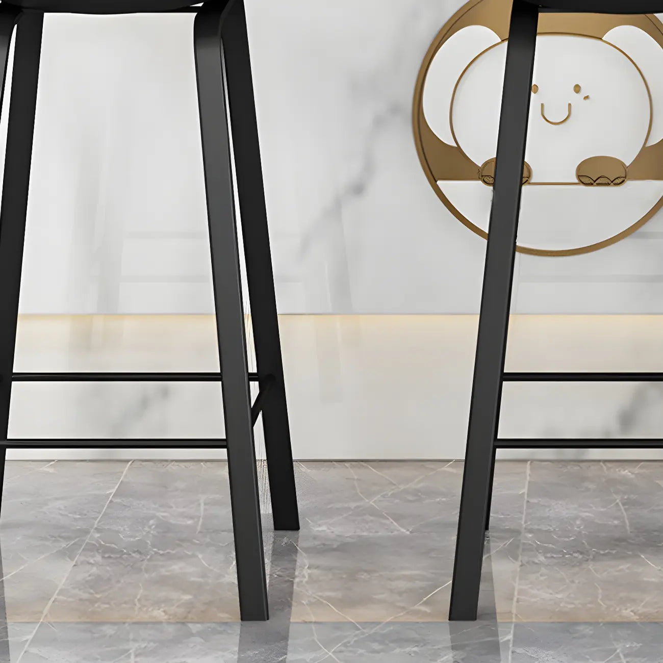 Tabouret de bar ergonomique au design élégant et contemporain en métal noir