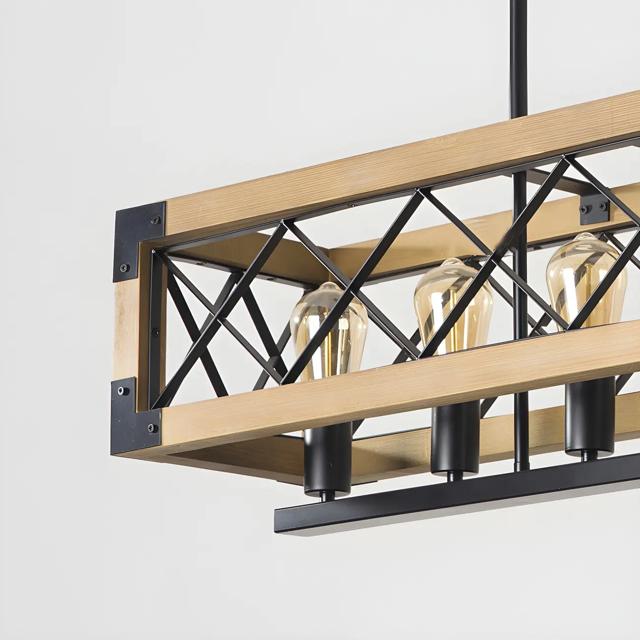 Suspension industrielle en métal noir à 5 lumières pour îlot de cuisine